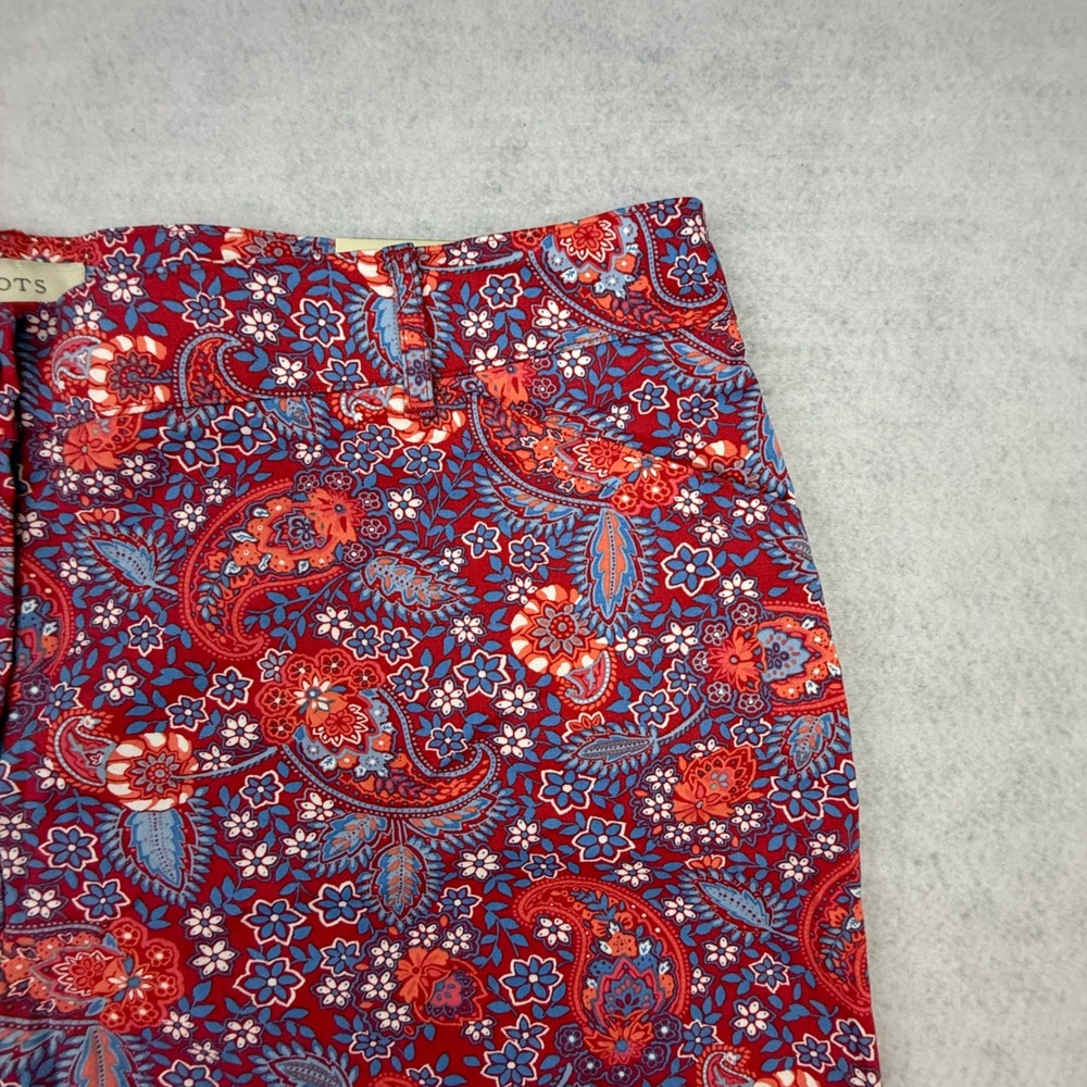 Talbots Shorts Women 16 Red Paisley Floral Weekend Twill Cotton Stretch 7 Inch - Picture 4 of 12